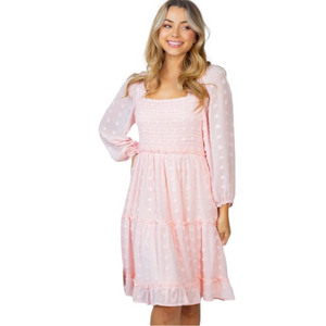 WHITE Birch Woman’s Pink Swiss Dot Dress Size 3x.  (S037)